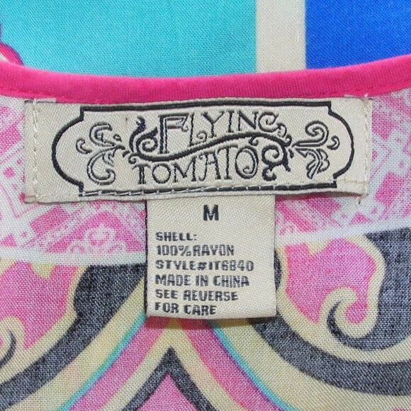 FLYING TOMATO Tank Top, M, Bold/Colorful print, Asymmetrical, Racer Back - Picture 8 of 9